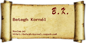 Betegh Kornél névjegykártya